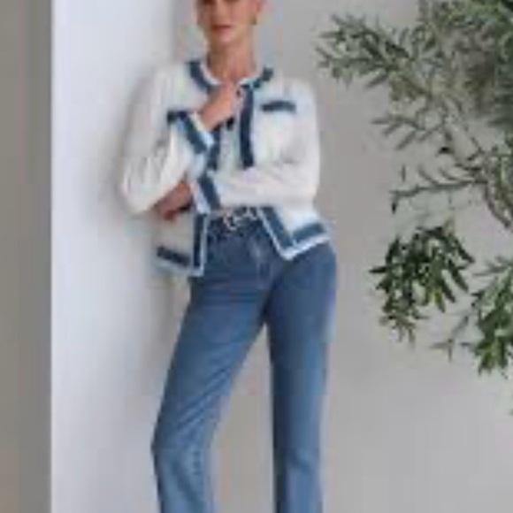 NEW NANETTE NANETTE LEPORE Frayed Tweed & Denim Jacket blazer - Picture 8 of 12